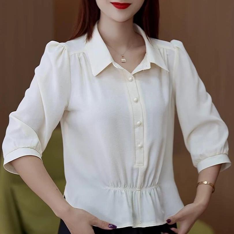 中袖寬鬆套頭襯衫