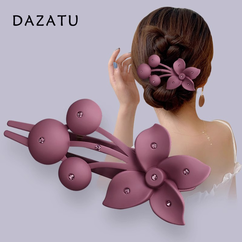 水鑽花朵盤髮夾